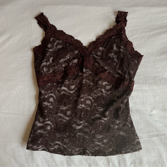 Brown lace cami with floral detailing - Picture 1 of 4